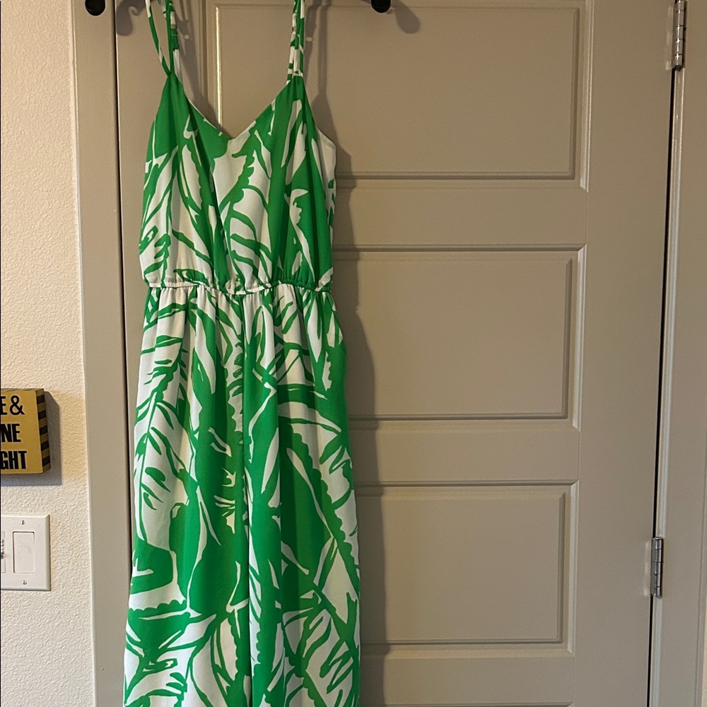 Lilly Pulitzer Tropical Green and White Jumpsuit